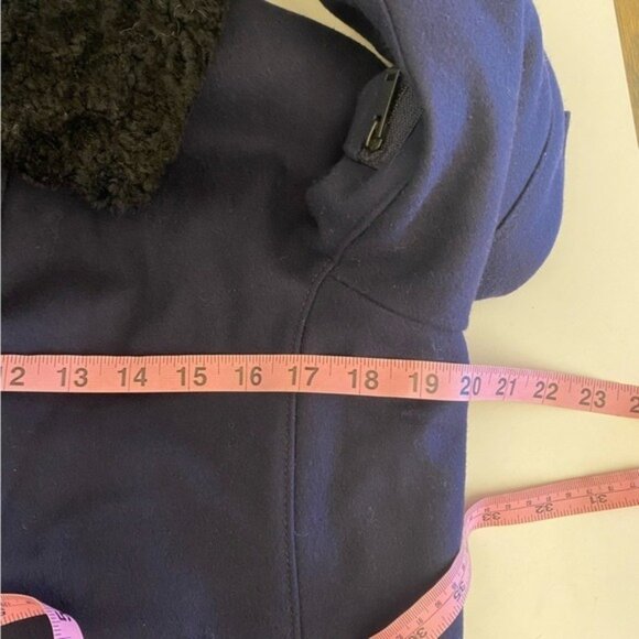 J.Crew Collection || Shearling Bomber Jacket Coat Wool Fur Navy Black 0 - Picture 9 of 10